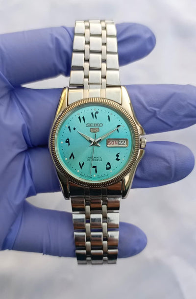 Seiko 5 Automatic Light Blue Dial Arabic Numerals Watch