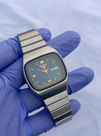 Seiko 5 Automatic Gold Sunburst Dial Star Indices Watch