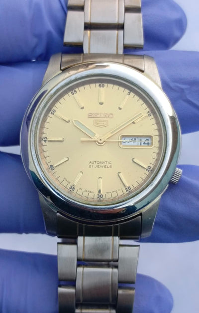 Seiko 5 Automatic Gold Dial Arabic Numerals Watch