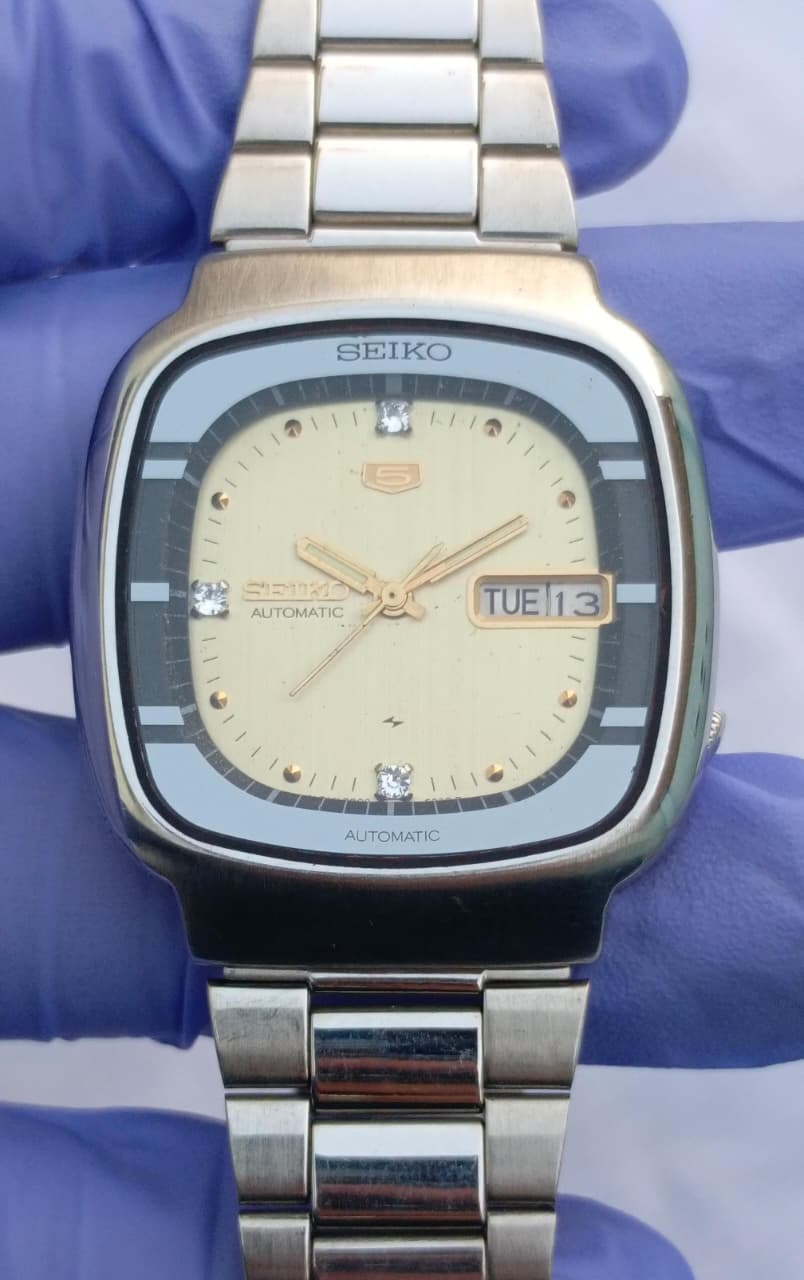 Seiko 5 Automatic Square Case Diamond Indices Watch