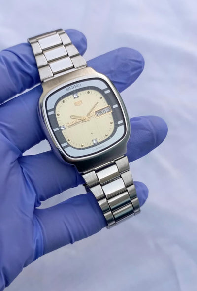 Seiko 5 Automatic Square Case Diamond Indices Watch