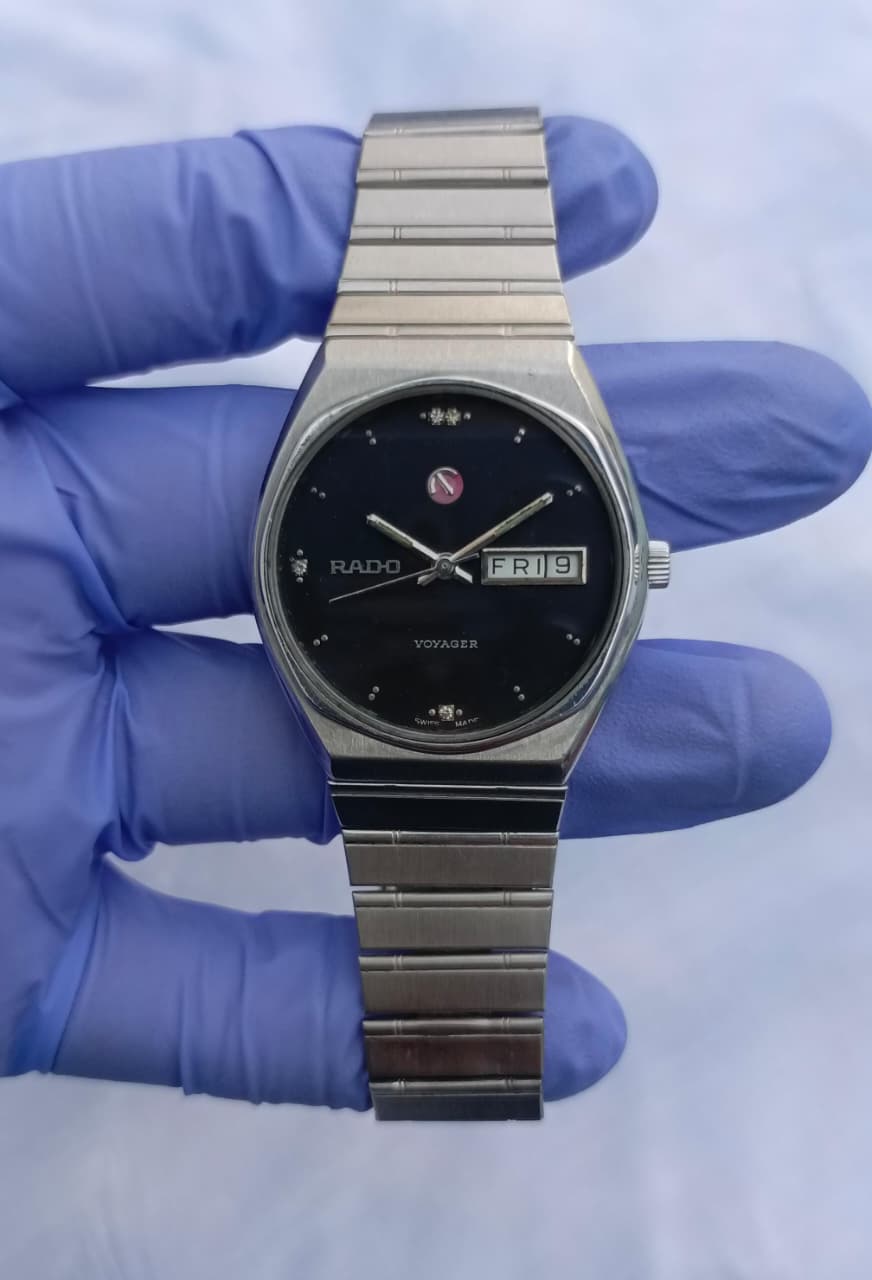 Rado Voyager Automatic Black Dial Diamond Indices Watch