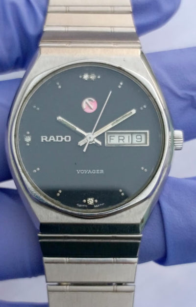 Rado Voyager Automatic Black Dial Diamond Indices Watch