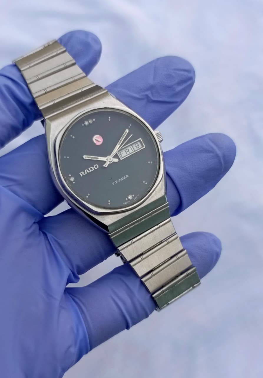 Rado Voyager Automatic Black Dial Diamond Indices Watch