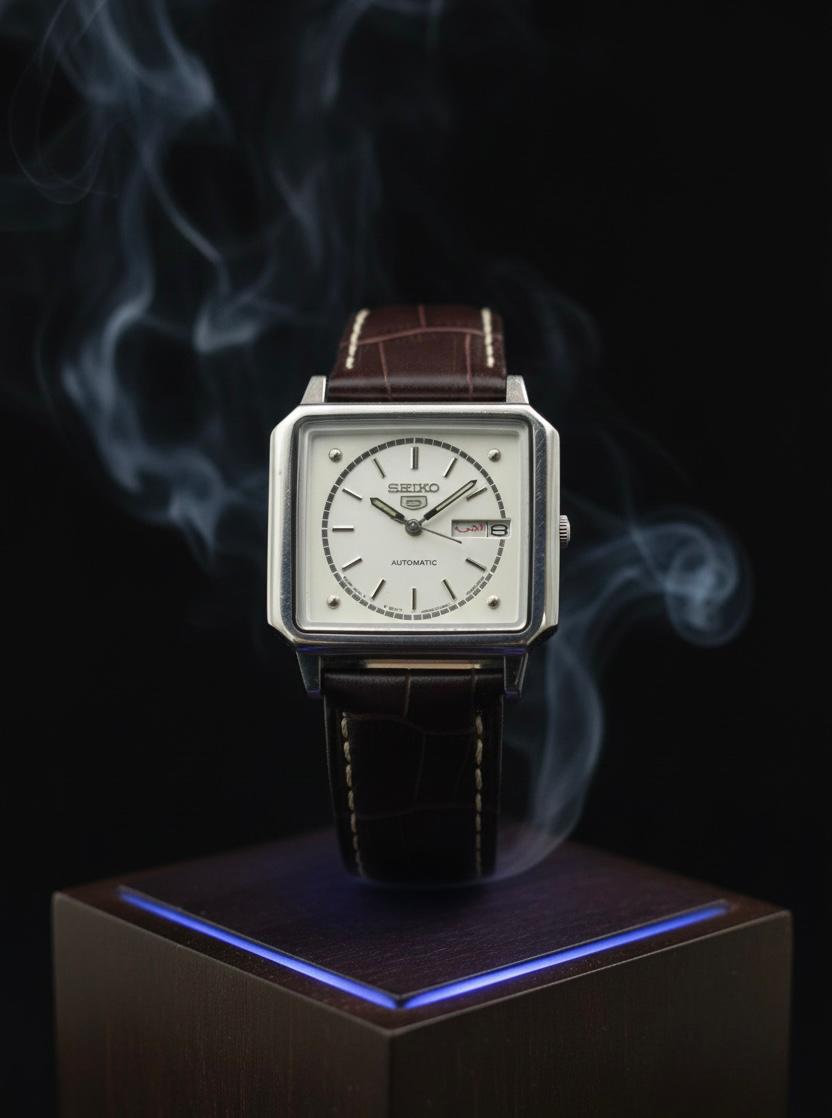 Seiko Automatic Square Case White Dial Watch